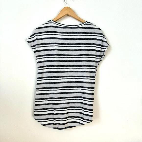 Lou & Grey for Loft Striped Gray Tee Crew Neck Small - Picture 2 of 10